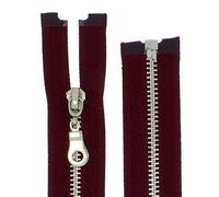 Cremallera FIM, metal, n.º 5, tamaño mediano, níquel plateado, divisible, para chaquetas, 8 - weinrot(181), 35 cm