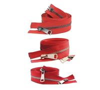 Cremallera Metalica 20/30/40/50/60/70/80cm 5# coloridos deslizadores dobles de extremo abierto cremallera(Red,60cm,Gold Zipper)