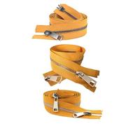 Cremallera Metalica 20/30/40/50/60/70/80cm 5# coloridos deslizadores dobles de extremo abierto cremallera(Yellow,40cm,Silver Zipper)