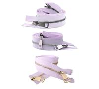 Cremallera Metalica 20/30/40/50/60/70/80cm 5# coloridos deslizadores dobles de extremo abierto cremallera(Purple,40cm,Gold Zipper)