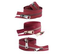 Cremallera Metalica 20/30/40/50/60/70/80cm 5# coloridos deslizadores dobles de extremo abierto cremallera(Wine Red,30cm,Silver Zipper)