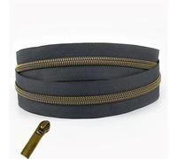 Cremallera MetáLica Cinta de cremalleras nailon bronce, 1-5 metros, 5#, con cabezal deslizante cremallera, bobina plástico, decoración ropa(Color15,4MeterZip 4PcSliders)