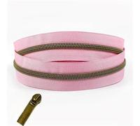 Cremallera MetáLica Cinta de cremalleras nailon bronce, 1-5 metros, 5#, con cabezal deslizante cremallera, bobina plástico, decoración ropa(Color10,3MeterZip 3PcSliders)