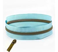 Cremallera MetáLica Cinta de cremalleras nailon bronce, 1-5 metros, 5#, con cabezal deslizante cremallera, bobina plástico, decoración ropa(Color12,2MeterZip 2PcSliders)