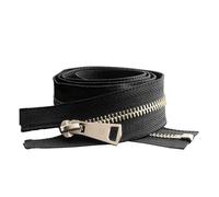 Cremallera metálica de 30-80 cm, con cierre automático y extremo abierto, color dorado, ideal para bolsillos de ropa y zapatos.,Negro,80 cm