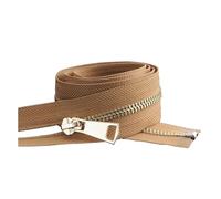 Cremallera metálica de 30-80 cm, con cierre automático y extremo abierto, color dorado, ideal para bolsillos de ropa y zapatos.,Caqui,30 cm