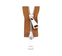 Cremallera metálica de 70/90 cm, n.° 5, doble cursor bidireccional, para bolsillo de abrigo, color blanco dorado, ideal para coser.,70 centímetros