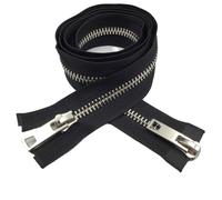 Cremallera metálica de dientes gruesos n.° 8 con cobre puro y platino, tirador bidireccional for abrigos/chaquetas plumas para abrigos y chaquetas(Black-70cm)