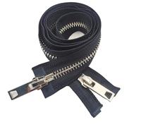 Cremallera metálica de dientes gruesos n.° 8 con cobre puro y platino, tirador bidireccional for abrigos/chaquetas plumas para abrigos y chaquetas(DeepBlue-80cm)