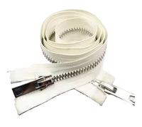 Cremallera metálica de dientes gruesos n.° 8 con cobre puro y platino, tirador bidireccional for abrigos/chaquetas plumas para abrigos y chaquetas(Beigewhite-80cm)