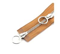 Cremallera metálica de doble círculo, cierre automático bidireccional, n.° 5, de 70 a 90 cm, para coser chaquetas de plumas, 1 unidad.,K,70 centímetros