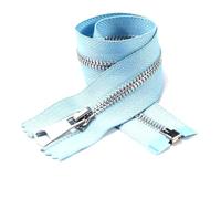Cremallera metálica de extremo abierto con cierre automático n.° 5 para ropa, bolsillos y zapatos hechos a mano.,Azul cielo,5# - 80 cm