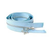 Cremallera metálica n.° 3 para bolsas de ropa, accesorios de costura y reparación, 15-70 cm.,A-Azul cielo-Plata,Extremo abierto - 50 cm