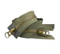 Cremallera Metálica Nº 8 De 70/80/90/100/120 Cm Con Doble Cursor For Reparación Cremalleras Abrigos Y Chaquetas Plumas. Ideal For Coser Fabricar Ropa para abrigos y chaquetas(Green,70cm)