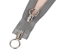 Cremallera n.° 5 de doble cursor, metálica, bidireccional, for prendas vestir y abrigos. Dientes cobre platino. Accesorios for para abrigos y chaquetas(Grey-90cm)