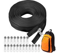 Cremallera sin fin con 20 cremalleras, 10 m por metro, cremallera de nailon sin fin, 3,2 cm de ancho, cremallera continua con cremallera, para ropa, ropa de cama, almohadas, color negro