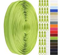 Cremallera sin fin con cremallera, 3 mm de nailon de 11 m, cremallera continua por metros y 25 cremalleras de metal para ropa, bolso, estuche, ropa de cama (verde manzana, #3)