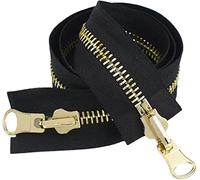 Cremalleras de costura a medida, 1 pieza, 60/70/80/90/100/120 cm, 5/8#, cremalleras metálicas doble cursor rotativas extremo abierto for accesorios ropa, negro-dorado, 5#, 70(White silver,100cm)