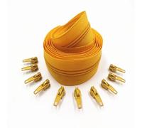 Cremalleras De Costura Rollos de cremalleras nailon 1/2/3/5/10 metros largo con deslizador cremallera 2/4/6/10/20 piezas for accesorios costura a medida(Golden,5 Meter)