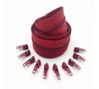 Cremalleras De Costura Rollos de cremalleras nailon 1/2/3/5/10 metros largo con deslizador cremallera 2/4/6/10/20 piezas for accesorios costura a medida(Red,10 Meter)