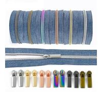 Cremalleras de Nailon for Bolsas Coser, Cintas Cremallera plástico con Cremalleras Decorativas deslizantes, Accesorios DIY, 1-10M, 5#(Colored,2MZIPS2PCSLIDERS_NO5)