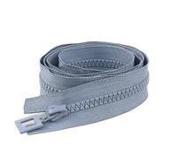 Cremalleras de resina con extremos abiertos, Cremallera de extremo abierto resina calibre 8, individual, doble, deslizante, multicolor, 60-120cm(SilverGrey,SINGLESLIDER-60CM-COLOR 01)