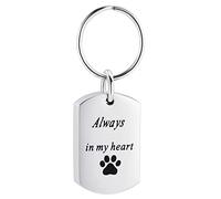 Cremation Keychin For Ashes For Pet Stianless Steel Paw Print Keepsake Urn Jewelry For Dog/Cat Ashes,Gold,Keychain With Box
