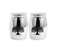 Cremation Urns for Pets 2Pcs Round Lid Silver Storage Container 4X3CM with Tree Of Life for Bedroom