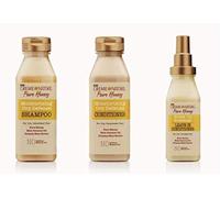 Creme of Nature - Juego de 3 champú, acondicionador, acondicionador sin enjuague con defensa seca hidratante y miel para evitar roturas y suavizantes
