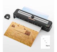 Crenova Plastificadora A4 con Guillotina, Modo Frío y Caliente, Laminadora con 10 fundas de plastificación, Ideal para Colegio Oficina Estudio Fotográfico, Negro (A3+10pcs+Guillotina)