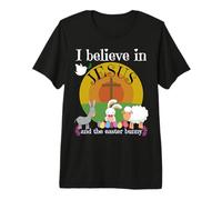 Creo en Jesús y el Conejito de Pascua, niña y niño, Divertido y Lindo Camiseta Premium