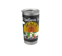 Creo en Jesús y el conejito de Pascua, niña y niño, divertido y lindo Vaso térmico de acero inoxidable de doble pared