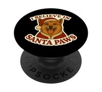 Creo en la Navidad del Perro Noruego Lundehund de Santa Paws PopSockets PopGrip Adhesivo
