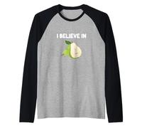 Creo en Las Peras Dulces Frutas de otoño Bartlett Bosc Anjou Camiseta Manga Raglan