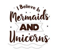 Creo en las sirenas y los unicornios diseño de unicornio Calcomanías de pared 42x44cm No se cae Café