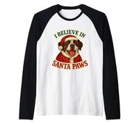 Creo en Papá Noel, San Bernardo, Perro, Mamá, Papá, Navidad Camiseta Manga Raglan