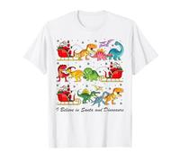 Creo en Papá Noel y los Dinosaurios Feliz Navidad para niños Camiseta