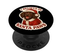 Creo en Santa Paws Boykin Spaniel Dog Mama Papá Noel Navidad PopSockets PopGrip Adhesivo