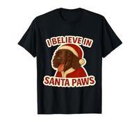 Creo en Santa Paws Irish Water Spaniel, Perro de Aguas navideño Camiseta