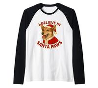 Creo en Santa Paws, mamá, papá, dueño de Canaán, Papá Noel, Navidad Camiseta Manga Raglan