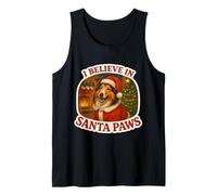 Creo en Santa Paws, Perro Collie, mamá, papá, dueño, Navidad Camiseta sin Mangas