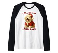 Creo en Santa Paws, Perro Komondor, mamá, papá, dueño, Navidad Camiseta Manga Raglan