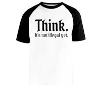 Creo Que Aún No Es Ilegal Camiseta Beisbol Blanca Unisex Manga Corta Negra Unisex White Baseball T-Shirt Black Short Sleeve