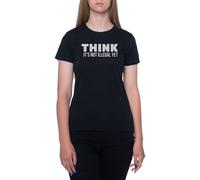 Creo Que No Es Ilegal Camiseta De Manga Corta Negra con Cuello Redondo para Mujer T-Shirt Short Sleeve Black Crewneck tee For Women