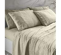 Creole Manila Cama Completa, Lino Algodón, Arena, Queen-Size Bed, 4