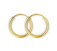 Creolen Echt Gold 15mm 333 Gelbgold, Hoop Ohrringe Set 8 Karat Echtgold für Damen Herren, Basic Ohrschmuck für Frauen Mädchen mit Schmuck Geschenk Box Made in Germany