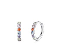 Creolen Silber Klein, Ohrringe Set 925 Rund mit Zirkonia Beste Freundin Geschenke