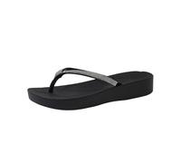 CreoQIJI Chanclas para mujer con purpurina, zapatillas de playa cómodas, suelas suaves, antideslizantes, ligeras, planas, para interior y exterior, zapatillas abiertas, Negro , 40 EU