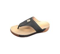CreoQIJI Sandalias transpirables para mujer, sandalias de plataforma cómodas, chanclas con punta abierta, sandalias romanas, elegantes sandalias de cuña, sandalias de playa, Negro , 36 EU