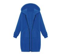 CreoQIJI Sudadera con capucha para mujer e invierno, longitud media, manga larga, abrigo de invierno, tallas grandes, azul, 5XL